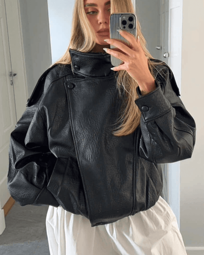 Seame CH - Sandra Asymmetrical Leather Jacket - Jackets - 3256809548131011-;cg1756169215533596910